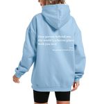 Wrenpies Dear Person Behind Me You Are Enough Hoodie for Women Teen Girls Oversized Aesthetic Graphic Sweatshirt Pullover Top, A-blue, Small