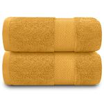 GC GAVENO CAVAILIA Extra Large Bath Sheet 2 Piece - 700 gsm Hotel Quality Egyptian Cotton Extra Large Towels 100X 180 Cm - Extra Soft Bathroom Towel - Ochre