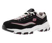 Skechers Women's Sport D'Lites Life Saver Fashion Sneaker, Black/Pink, 8 XW US