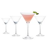 Galateo Crystal Martini Cocktail Glasses - 6.8 oz (200 mL) - Made in Slovakia - One-Piece Pulled Stem Design - Lead Free Crystal - Set of 4