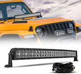 Auxbeam 32 Inch 180W Curved LED Light Bar 5D Reflector Truck Light Bar Spot Flood Combo Off-Road Auxiliary Light Offroad Driving Fog Light w/Wiring Harness for Pickup ATV 4x4 Car