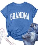 Grandma Shirts for Women Grandmother Graphic Tees Tops Casual Short Sleeve T-Shirts, Blue, Medium
