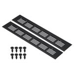 PATIKIL 10 x 2 Inch Door Air Vent Cover, 2pcs Aluminum Grille Ventilation Cover Louvered with Mounting Screws for Cabinet Wardrobe Door, Black