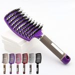 Pop Magic Detangling Hair Brush, Detangle Hair Brush for Women and Kids, Boar Bristle Hair Brush, Paddle Hair Brush Detangler for Blow Drying, Wet Hair, Long, Thick, Curly, Afro Hair (Purple)