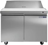 Kratos Commercial Refrigerator with Sandwich/Salad Prep Table - 2 Doors, 12 Pan Capacity, Cutting Board, 48"W, NSF7, Stainless Steel (69K-770)