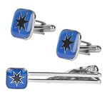 Shining Jewel Designer Stylish 3 pcs Accessories Formal Elegant Silver Rhodium Plated Cufflinks + Tiepin Set for Men (SJ_7146)