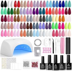 Beetles Gel Nail Polish Kit with U V Light - 80Pcs Color Enchantment 55 Colors Gel Polish Starter Kit with Base Top Coat DIY Nails Supply Stickers Manicure Tools Christmas Gift for Women Teens Girls