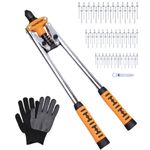 Homdum 17 Inch Heavy Duty Double Handle Rivet Gun With Pop Rivets, Hand Pull Riveter Nail Gun with 60 Nos Blind Rivet and Gloves (Yellow/Orange)