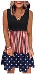 CHUNTIANRAN American Flag Star Vertical Striped Ruffled Mini Dress Women 4th of July Patriotic Dresses Casual Tank Dress, Usa Flag-2, X-Large