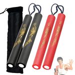 ViViKaya Foam Nunchucks 2 Pairs Training Nunchaku Black+Red uitable for Beginners and Kids