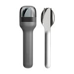 Zoku Pocket Utensil Set for thinKitchen:, Charcoal - Stainless Steel Fork, Knife, and Spoon Nest in Hygienic Case - Portable Design for Travel, School, Work, Picnics, Camping and Outdoor Home Use