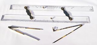 Antique Nautical Art Parallel Ruler Marine Navigation kit Instruments with Brass Divider and Pencil Compass Drafting