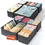 ORLISA 8 Pack Clothes Drawer Organisers - 3 Size Foldable Wardrobe Storage Organiser, Fabric Drawer Dividers, Baby Drawer Organiser for Underwear, Bras, Socks, Ties, Scarves, Clothes Storage, Grey