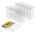 T WaveTree 50-Pack Audio Cassette Storage Cases - Clear Plastic Cassette Tape Cases - Audio Storage Solution 4.28" L x2.75 W x0.6 H