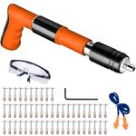 Caramote Mini Manual Nail Gun Set with 50 Pcs Nails Concrete Wall Fastening Tool Manual Steel Nail Gun 4 Gears Power Adjustable Wall Nail Shooting Machine for Cement Wall Wire Hider Fixture (Orange)