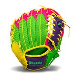 Franklin Sports Teeball Glove - Left and Right Handed Youth Fielding Glove - Meshtek Series - Synthetic Leather Baseball Glove - Ready To Play Glove - 9.5 Inch Right Hand Throw - Purple/Pink/Yellow