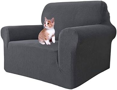 MAXIJIN Stretch Chair Cover Chair Slipcovers with Arms, 1-Piece Couch Sofa Chair Covers for Living Room, Non Slip Armchair Cover (31"-46") Furniture Protector Dogs Pet Friendly (Chair, Grey)