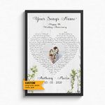 Custom Song Lyrics Wall Art Canvas Customized Poster Print with Your Photo, Text, Poem, Lyrics. Personalize the Portrait, for Wife Girlfriend Valentine's Day Illustration Drawing (Anniversary Portrait for Couple)