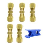 Legines DOT Brass Nylon Air Brake Tubing Fitting, Union, 1/2" Compression Tube x 1/2" Compression Tube(5 pcs)