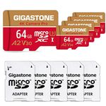 【4K UHD Video Recording】 Gigastone 64GB 5-Pack Micro SD Card, 4K Video Recording, A2 V30, 4K Camera Pro, Nintendo-Switch Compatible, R/W up to 95/35MB/s, Micro SDXC Class 10