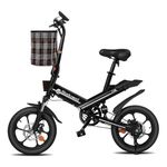 Bodywel T16 Folding Electric Bike, 16" Portable Bike with 36V/10.4Ah Battery, 250W Motor, 4.5" LED Display, Full Suspension, APP Bluetooth, Unisex Adult