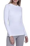 TCA Super Thermal Long Sleeve Women Running, Ski Base Layer - Compression Shirts Woman, Workout Tops for Women - Cloud White, XL