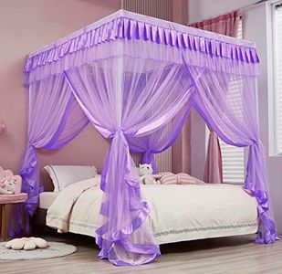 Princess 4 Corners Post Bed Curtain Canopy Netting, 100% Polyester, Purple, Twin