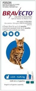 Bravecto Spot On for Cats 2.8-6.25 Kg Blue 2 Pipettes