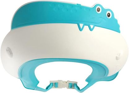 Baby Shower Cap Shield, Shower Cap for Kids, Visor Hat for Eye and Ear Protection for 0-9 Years Old Children,Cute Dinosaur/Crocodile/Hippo shape Makes the Baby Bath More Fun (Crocodile, Blue)