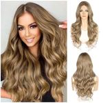 Sapphirewigs Brown Lace Front Wig Synthetic Body Wave Natural Brown 13x4 Kanekalon Futura Wig Party Date Daily Wear Natural Looking Wig 26inch