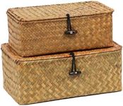 Set of 2 Wicker Basket with Lid, Se