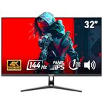 Gawfolk 32 inch IPS PC Screen,4K UHD,144Hz Gaming Monitor, 1ms，FreeSync, 100% sRGB，178° wide viewing angle，Built-in speakers、HDMI2.1、DisplayPort, Compatible with Mural VESA75*75MM - Black