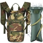 Neloheac Tactical Hydration Backpack with 3L Water Bladder, 15L Multi-Pocket Cycling Cycling Hydration Packs for Men & Women, Military Hiking Daypack for Running Camping Training, Camoflage