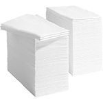 Prestee 200 Disposable Bathroom Napkins | Linen Feel Disposable Paper Hand Towels | Single-Use Cloth-Like Guest Towels | Dinner or Wedding Napkins (White)