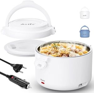 Aotto Gamelle Chauffante 80W, 950ml Lunch box Chauffante Portable, 12V/24V/220V Boite Chauffante Repas, Lunch Box Chauffante Electrique pour Travail/Voyage/Voiture/Camion/Maison/Bureau (Blanc)