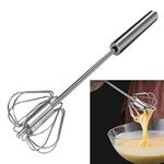 Feeziloe Egg Whisk, Hand Push Whisk Blender, Stainless Steel Egg Beater, Milk Frother, Rotating Push Mixer Stirrer for Whisking, Beating, Stirring