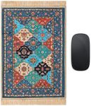 Velvet Rug Mouse Pad | Bohemian Style Design Woven Rug Mousepad Carpet Mouse Pads for Office Decor | Desk Mouse Mat 8.6" x 11.8" Small Mouse Protector (Petrol Blue)