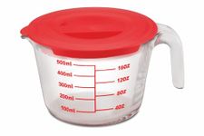 Signoraware Borosilicate Measuring Cups Bakeware Safe and Oven Safe Glass with Plastic Lid, 1000ml, Set of 1, Clear