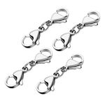 4 Pieces Silver Double Lobster Clasps Mini Bracelet Clasps Replacement Lanyard Snap Hook,Metal Lobster Claw Clasps for DIY Jewelry Making Bracelet Crafts