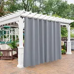 BONZER Outdoor Curtains for Patio Waterproof - Light Blocking Weather Resistant Privacy Grommet Blackout Curtains for Gazebo, Porch, Pergola, Cabana, Deck, Sunroom, 1 Panel, 120W x 108L inch, Silver