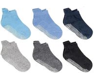 ZAPLES Baby Non Slip Grip Ankle Socks with Non Skid Soles for Infants Toddlers Kids Boys Girls, Solid boys, 4-5 Years