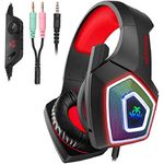 Hunterspider Ps4 -Gaming Xbox One Gaming Wired On Ear Headphones With Mic With Surround Sound, Rgb Led Light & Noise Canceling For Ps4,Pc,Mac,Xbox One(Adapter Not Included)