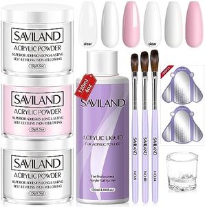 Saviland Acrylic Nail Kit For Practice – 3 Colors Acrylic Powder and Liquid Set Nail Tools Kit Acrylic Nail Set Acrylic Nail Brushes for Beginners DIY Nail Extension Acrylic Nails Application
