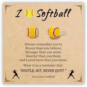 PEALICIOUS Softball Earrings for Women, Softball Gifts for Girls with Exquisite Card, Hypoallergenic Sports Earrings as Sports Mom Essentials Fans Daughter Friends Game Day Gifts