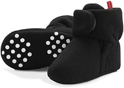 Baby Booties 6-12 Months Unisex Cozy Fleece Newborn Booties Non-Slip Newborn First Walkers Shoes Toddler Slippers for Baby Boys & Baby Girls Gifts, Black