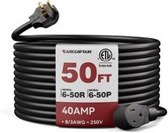 ARCCAPTAIN 40Amp 50ft Welder Extension Cord 8 AWG [UL Listed], 250V NEMA 6-50 Heat-Resistant Welding Cord 3 Prong for MIG/TIG/MMA Welder, Plasma Cutter