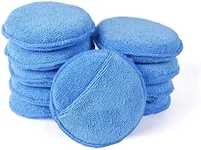 Microfiber Wax Applicator, AutoCare Ultra-Soft Microfiber Wax Applicator Pads with Finger Pocket Wax Applicator for Cars Wax Applicator Foam Sponge (Blue, 5" Diameter, Pack of 10)