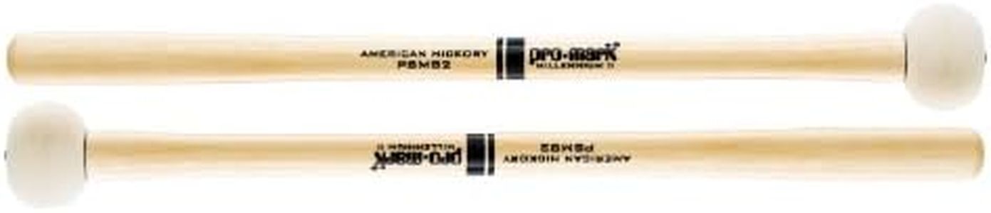 ProMark Bass Drum Mallets - Performer Series - Extra Dense Felt Head - Ideal for 20-22 inch Bass Drums - American Hickory Handles - Comfort Flare Grip - Exceptional Balance, Sound Projection - 1 Pair