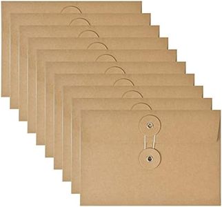 10 Pack Kraft Envelope Bills Receipt File Folder Brown Project Pocket Document Organizer Storing Holder with String Tie Closure Reusable Office Booklet Bag for Filing Mailing Invitation 4.5 x 6.7 inch