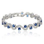 Crystalline Azuria Women 18K White Gold Plated Blue Simulated Sapphire Zirconia Crystals Tennis Bracelet